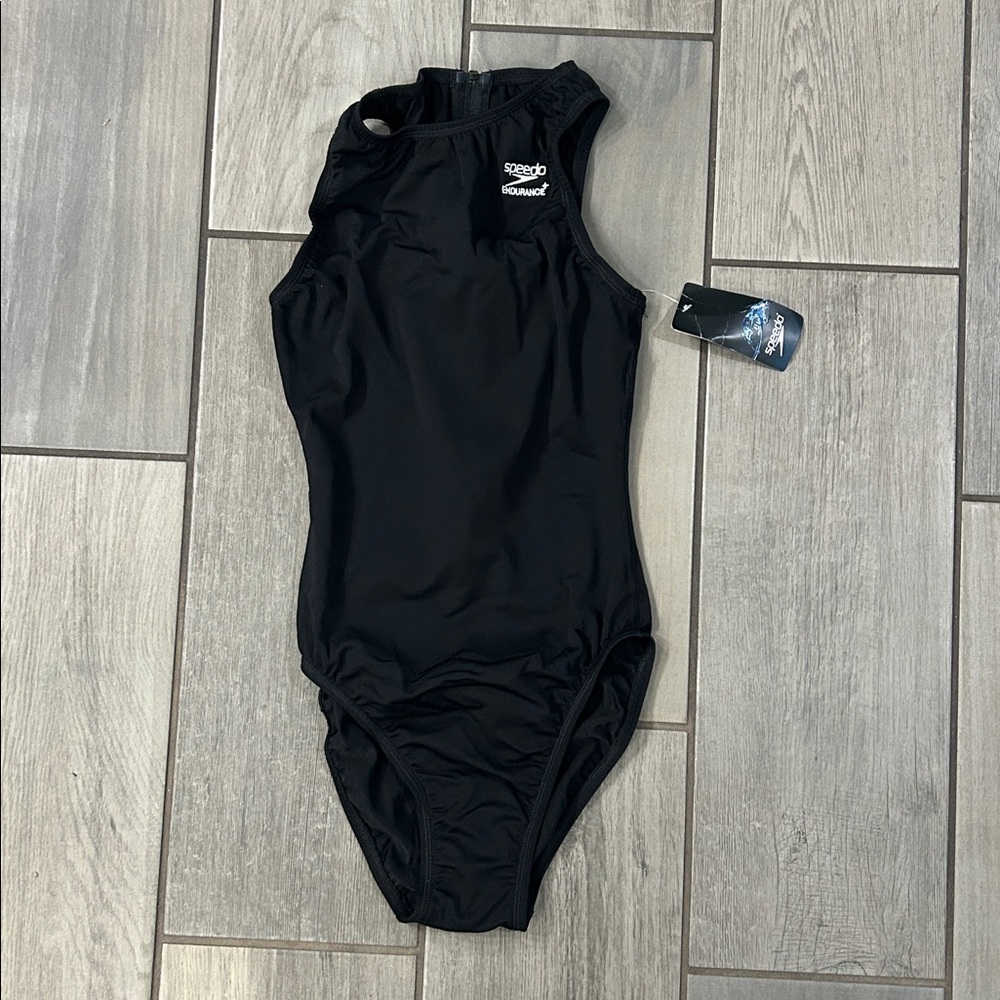 Speedo Swimsuit One Piece Endurance+ Avenger Water Polo Zip Up Black - Size 6/32 - Picture 4 of 7
